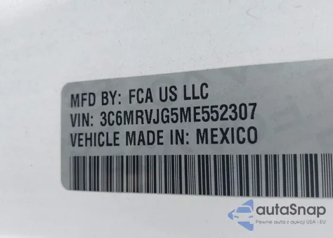 2021 Ram Promaster 3500 Cargo Van High Roof 159 Wb Ext из США, поврежденный, VIN X3C6MRVJG5ME55230